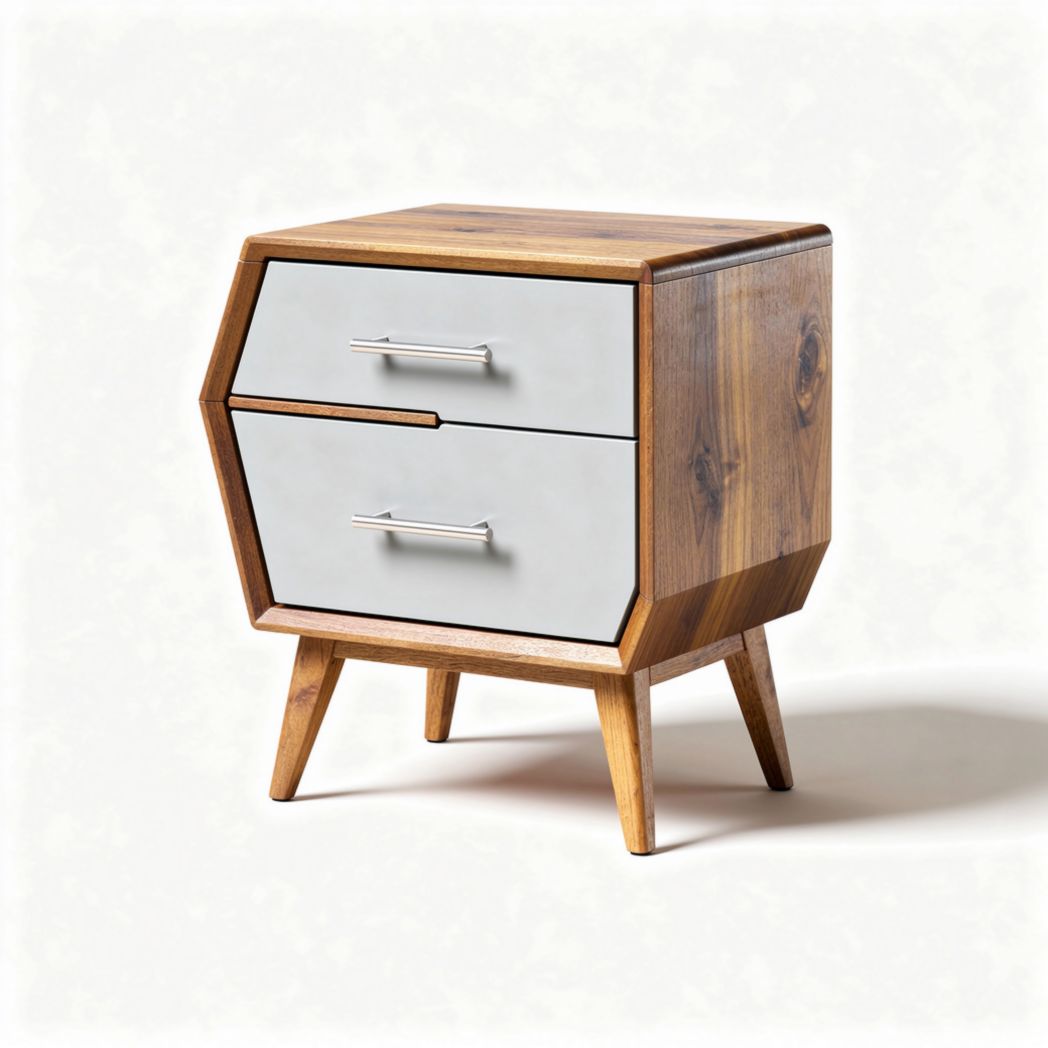 Wooden nightstand with two drawers and modern design 35 x 35 x 50cm