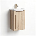 Wall-mounted bathroom vanity with sink in natural wood finish 50 x 30 x 80cm
