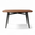 Rectangular wood dining table with black metal legs 120 x 80 x 75cm