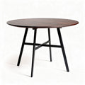 Round dining table with wooden top and black metal legs 80 x 80 x 75cm