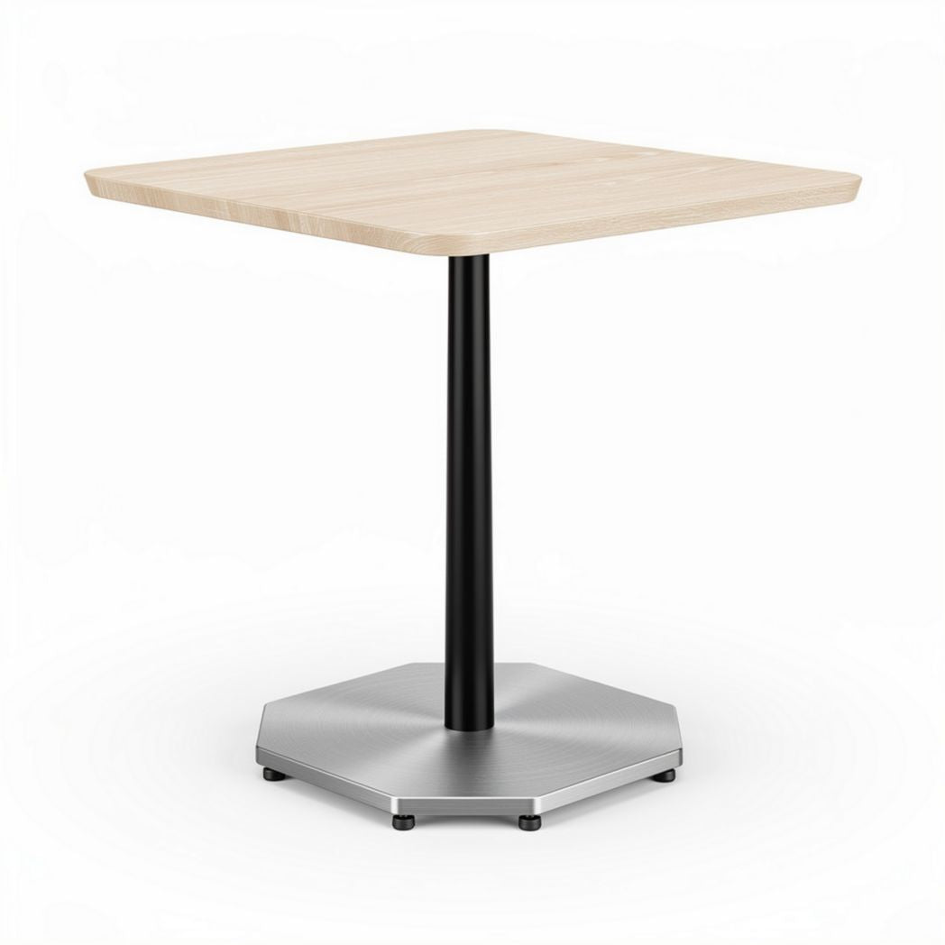 Modern square dining table with wooden top and metal base 80 x 80 x 75cm
